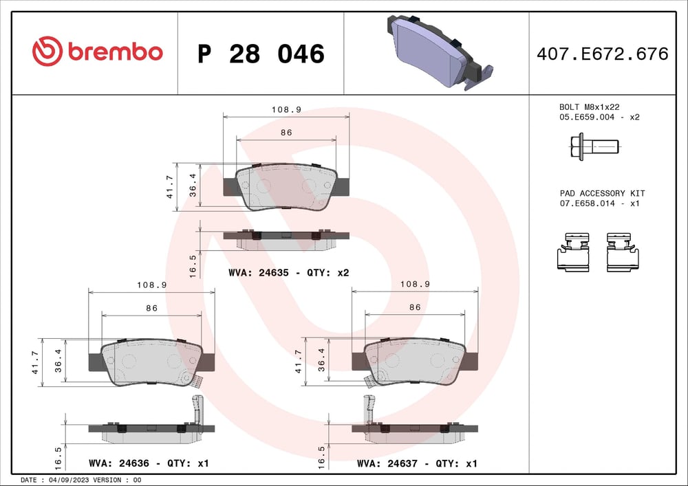 BREMBO P 28 046 Fren Balatası 43022SWWG00 uygun fiyat hızlı kargo
