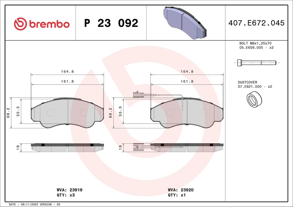 BREMBO P 23 092 Fren Balatası 425244 uygun fiyat hızlı kargo