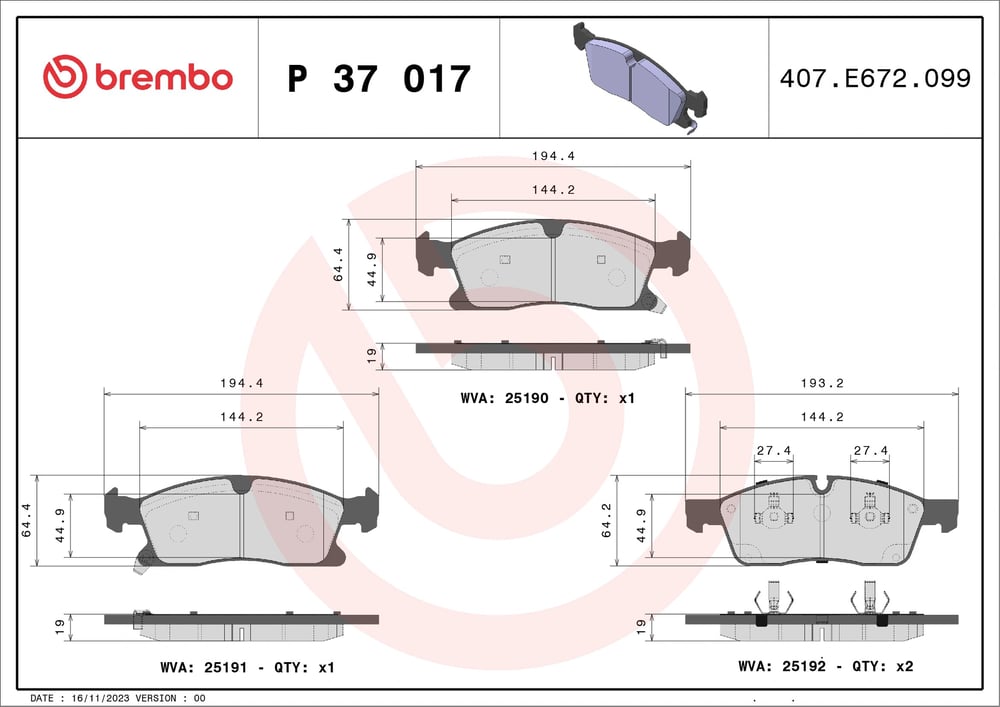 BREMBO P 37 017 Fren Balatası 00K68052369AA uygun fiyat hızlı kargo