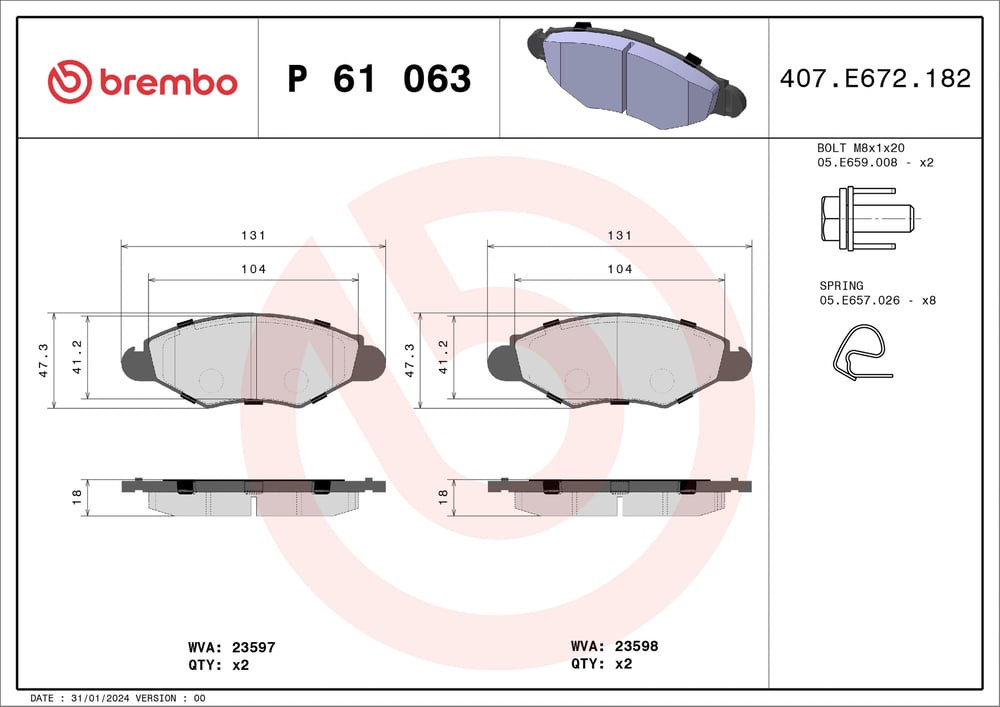 BREMBO P 61 063 Fren Balatası 1609252980 uygun fiyat hızlı kargo