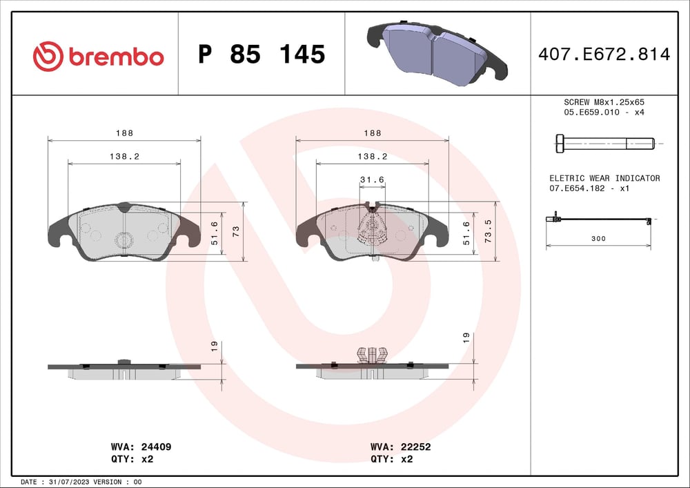 BREMBO P 85 145 Fren Balatası 4G0698151AA uygun fiyat hızlı kargo