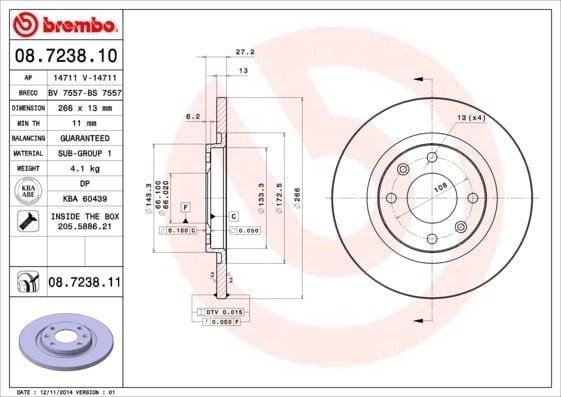 BREMBO 08 7238 11 Fren Diski 1608691680 uygun fiyat hızlı kargo
