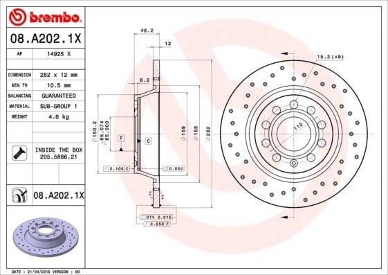 BREMBO 08 A202 1X Fren Diski 1K0615601AD uygun fiyat hızlı kargo
