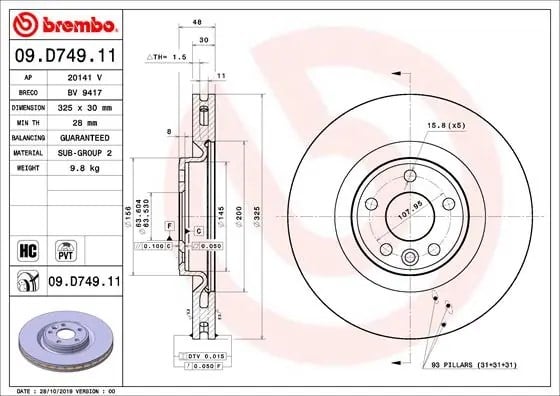 BREMBO 09 D749 11 Fren Diski LR125902 uygun fiyat hızlı kargo