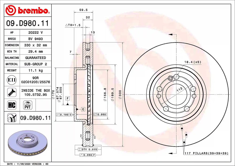 BREMBO 09 D980 11 Fren Diski 1674210601 uygun fiyat hızlı kargo