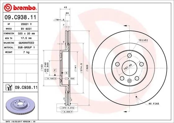 BREMBO 09C93811 Fren Diski 31400778 uygun fiyat hızlı kargo