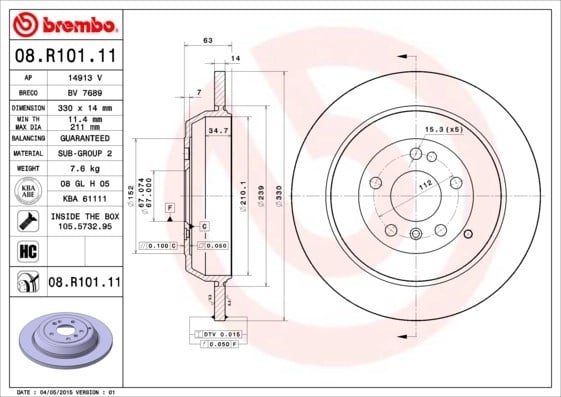 BREMBO 08 R101 11 Fren Diski 1644230512 uygun fiyat hızlı kargo