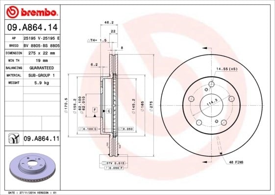 BREMBO 09A86414 Fren Diski 4351202220 uygun fiyat hızlı kargo