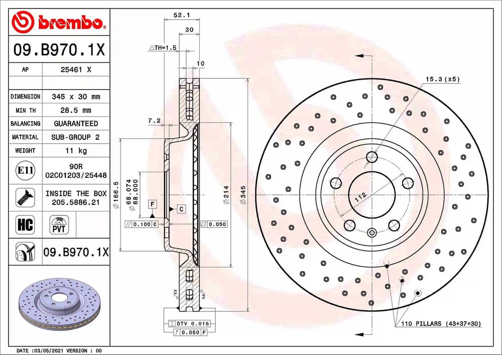 BREMBO 09B9701X Fren Diski 4G0615301 uygun fiyat hızlı kargo
