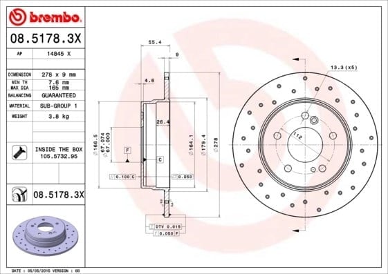 BREMBO 08 5178 3X Fren Diski 2034230012 uygun fiyat hızlı kargo