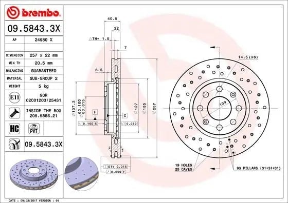 BREMBO 09 5843 3X Fren Diski 13317922 uygun fiyat hızlı kargo