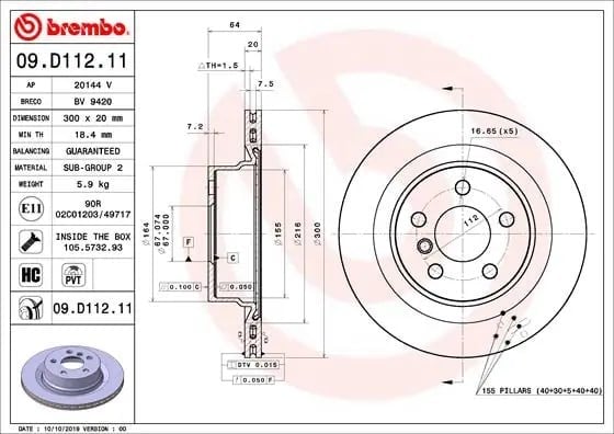 BREMBO 09 D112 11 Fren Diski 34206877213 uygun fiyat hızlı kargo