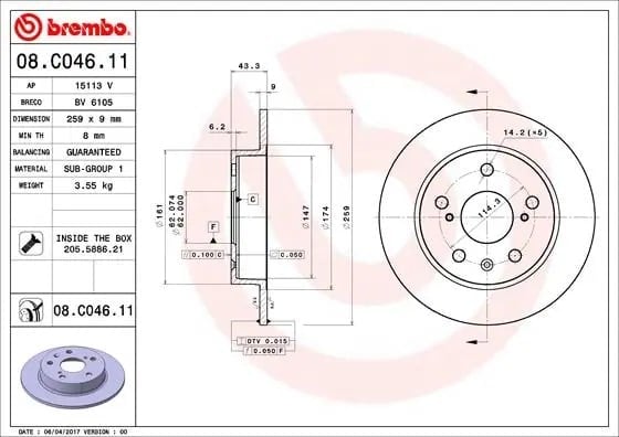 BREMBO 08 C046 11 Fren Diski 5561161M00 uygun fiyat hızlı kargo