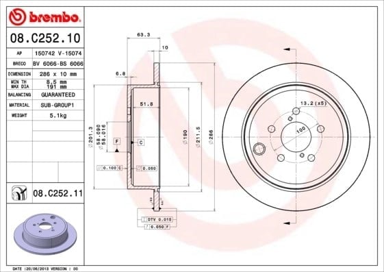 BREMBO 08 C252 11 Fren Diski 26700AJ00A uygun fiyat hızlı kargo