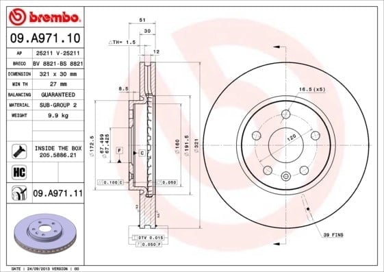BREMBO 09 A971 11 Fren Diski 13501297 uygun fiyat hızlı kargo