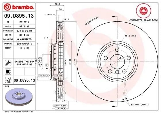 BREMBO 09 D895 13 Fren Diski 34106880077 uygun fiyat hızlı kargo