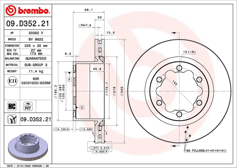 BREMBO 09 D352 21 Fren Diski 2N0615601B uygun fiyat hızlı kargo