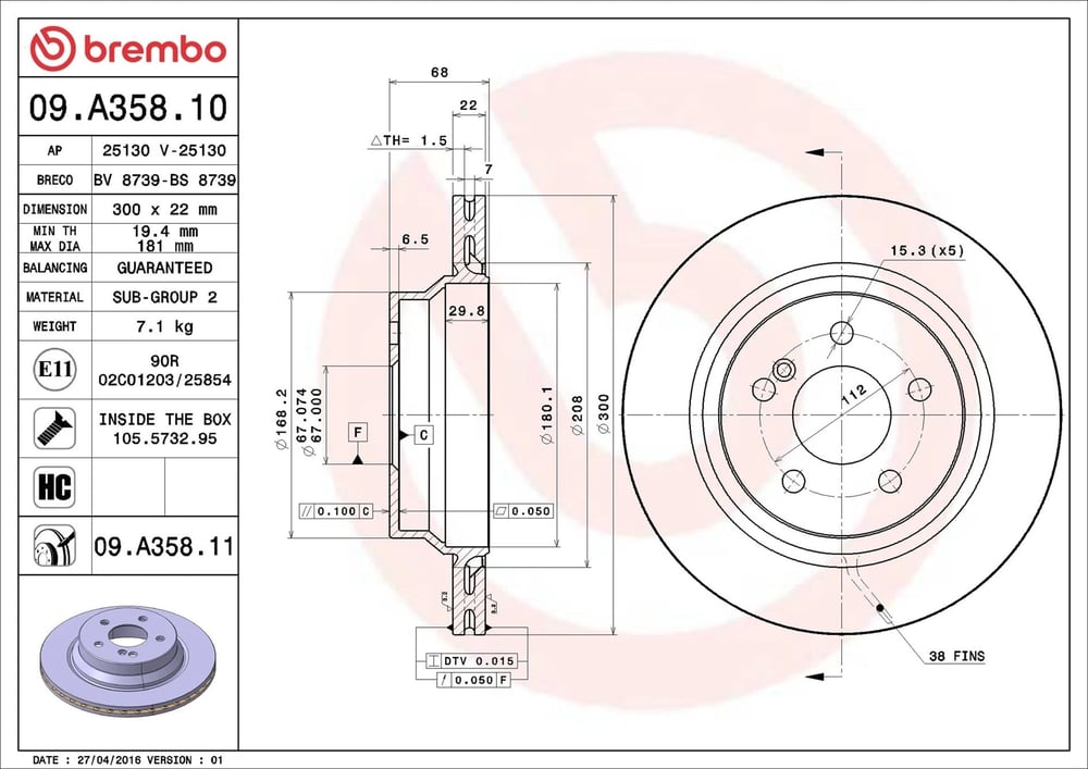 BREMBO 09 A358 11 Fren Diski 0004230912 uygun fiyat hızlı kargo