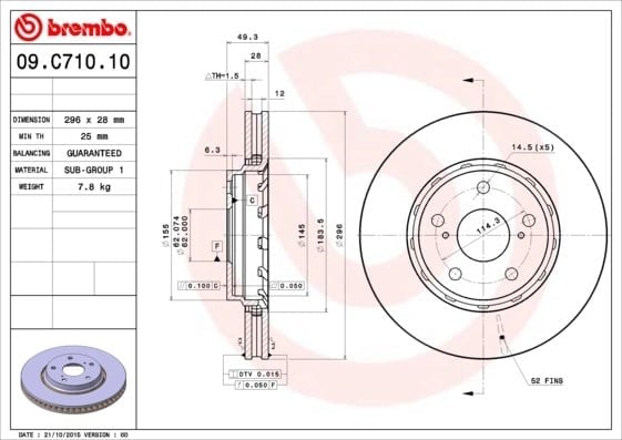 BREMBO 09C71011 Fren Diski 4351228190 uygun fiyat hızlı kargo