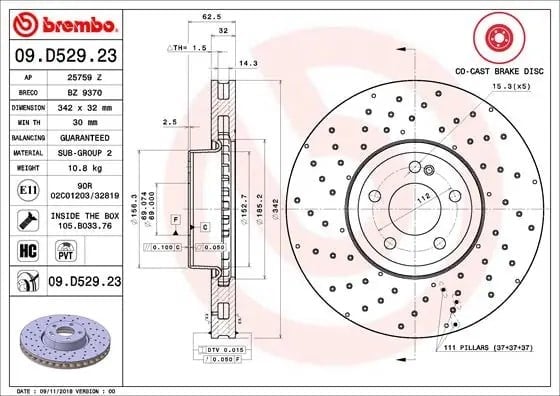 BREMBO 09 D529 23 Fren Diski 0004212212 uygun fiyat hızlı kargo