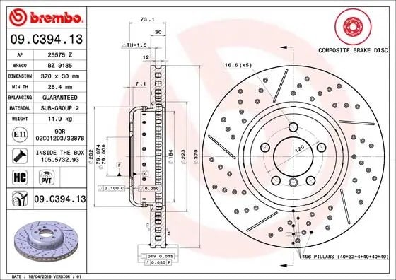 BREMBO 09C39413 Fren Diski 34106797603 uygun fiyat hızlı kargo