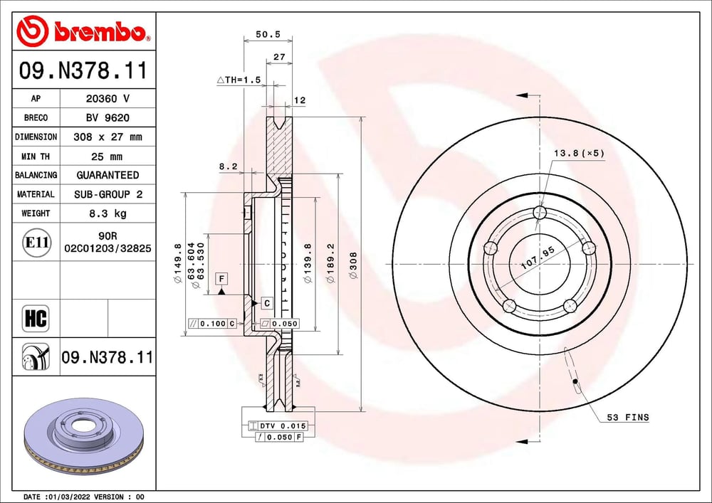 BREMBO 09N37811 Fren Diski 2305506 uygun fiyat hızlı kargo
