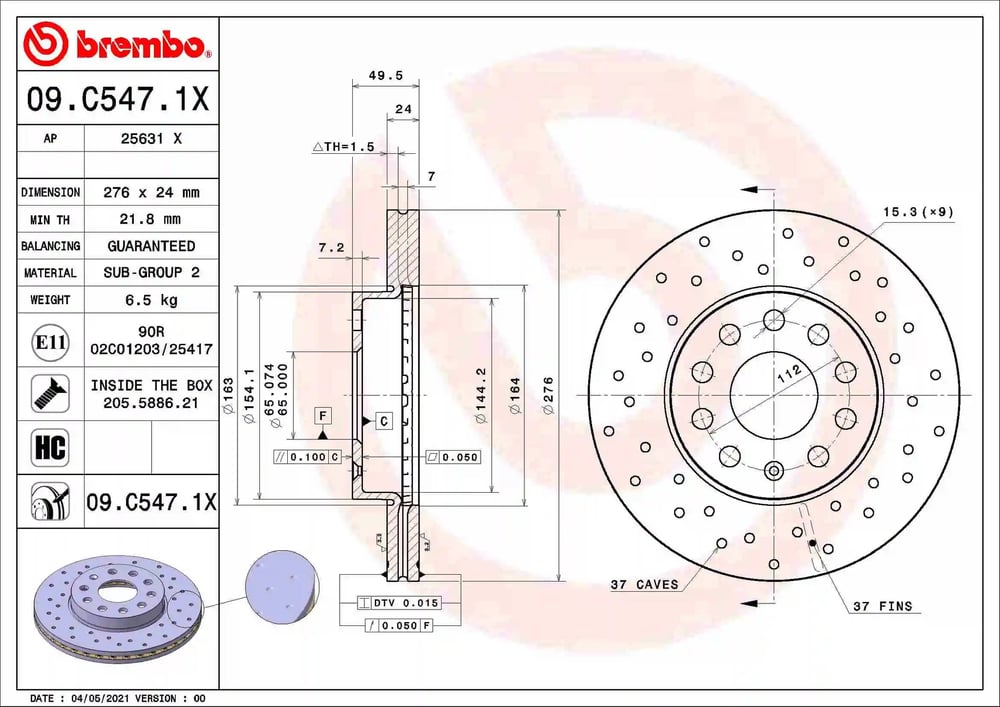 BREMBO 09C5471X Fren Diski 5Q0615301A uygun fiyat hızlı kargo