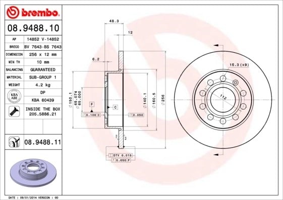 BREMBO 08 9488 11 Fren Diski 1K0615601AC uygun fiyat hızlı kargo