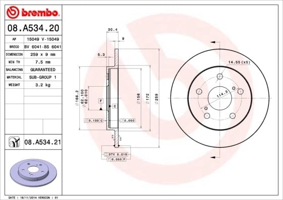 BREMBO 08 A534 21 Fren Diski 4243102190 uygun fiyat hızlı kargo