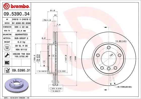 BREMBO 09 5390 34 Fren Diski 34111160674 uygun fiyat hızlı kargo