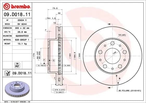 BREMBO 09 D018 11 Fren Diski 1612435380 uygun fiyat hızlı kargo