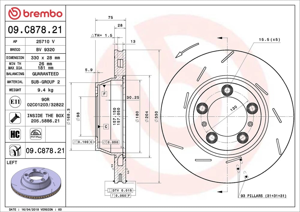 BREMBO 09C87821 Fren Diski 298615601A uygun fiyat hızlı kargo