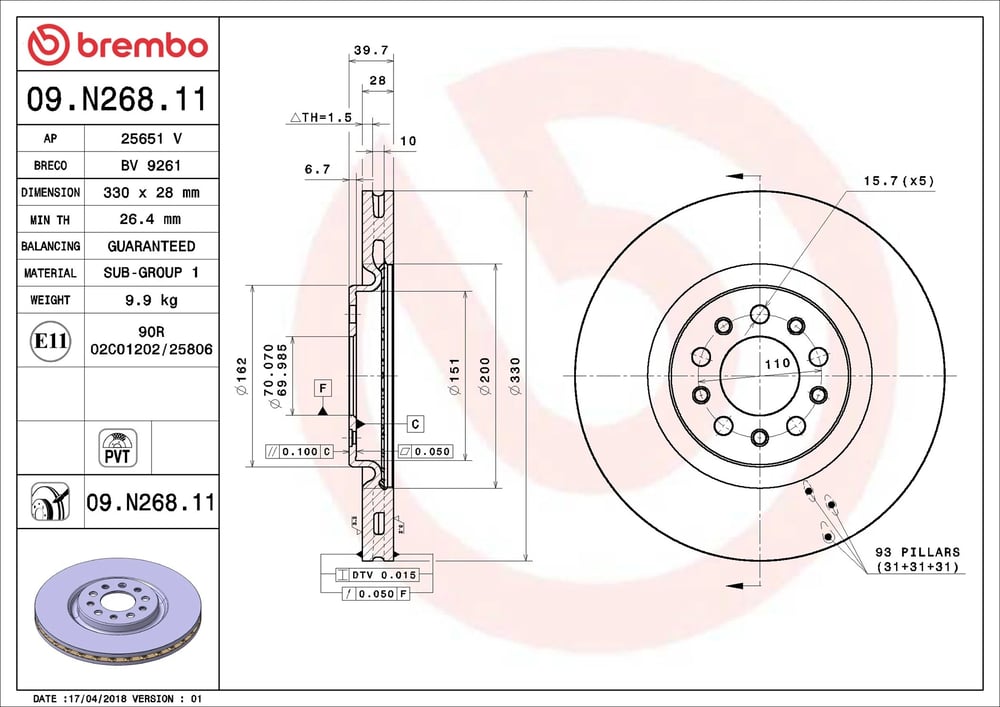 BREMBO 09N26811 Fren Diski 4779884AA uygun fiyat hızlı kargo