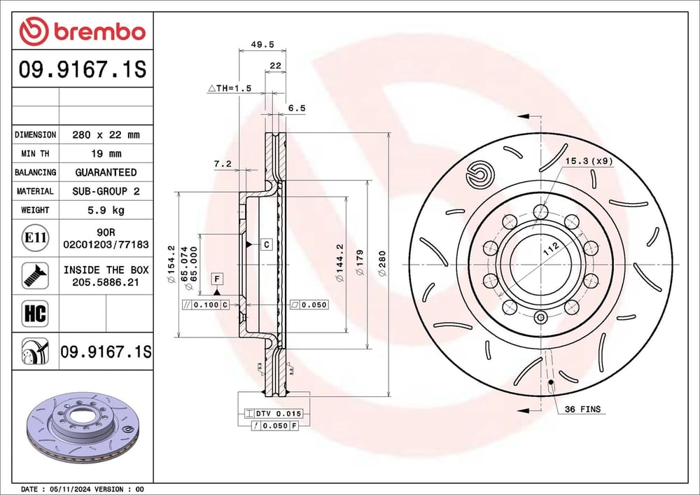BREMBO 0991671S Fren Diski 1K0615301AC uygun fiyat hızlı kargo