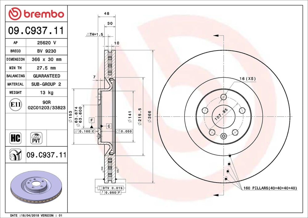 BREMBO 09 C937 11 Fren Diski 31400569 uygun fiyat hızlı kargo