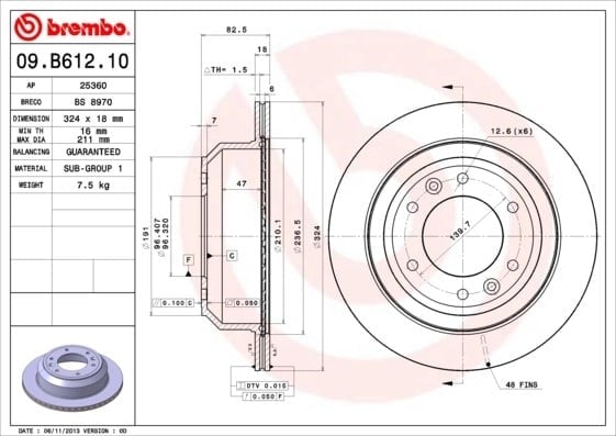 BREMBO 09 B612 10 Fren Diski 584114H300 uygun fiyat hızlı kargo