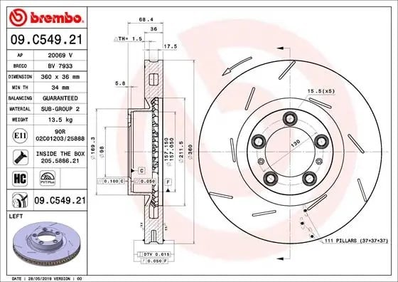 BREMBO 09C54921 Fren Diski 97035140301 uygun fiyat hızlı kargo