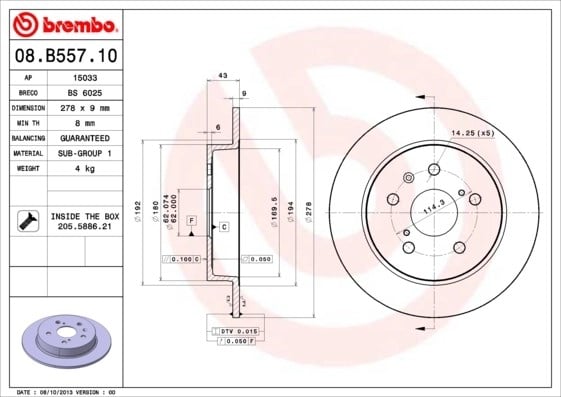 BREMBO 08B55710 Fren Diski 5561155L00 uygun fiyat hızlı kargo