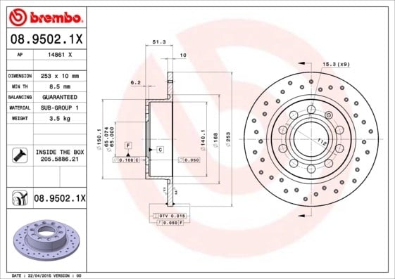 BREMBO 0895021X Fren Diski 1K0615601AB uygun fiyat hızlı kargo