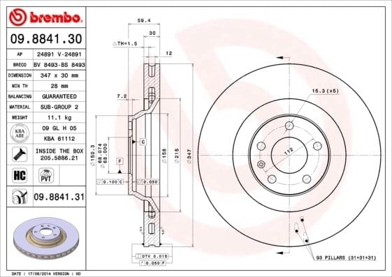BREMBO 09 8841 31 Fren Diski 4F0615301G uygun fiyat hızlı kargo