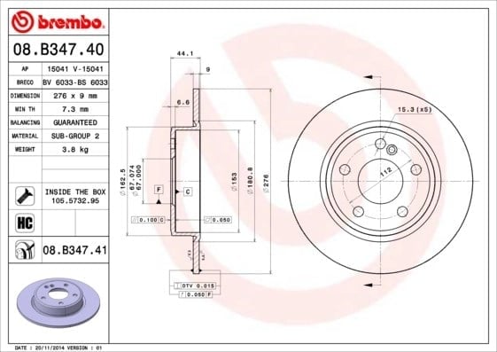 BREMBO 08 B347 41 Fren Diski 2464230012 uygun fiyat hızlı kargo