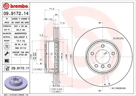 BREMBO 09 9172 11 Fren Diski 34116753221 uygun fiyat hızlı kargo