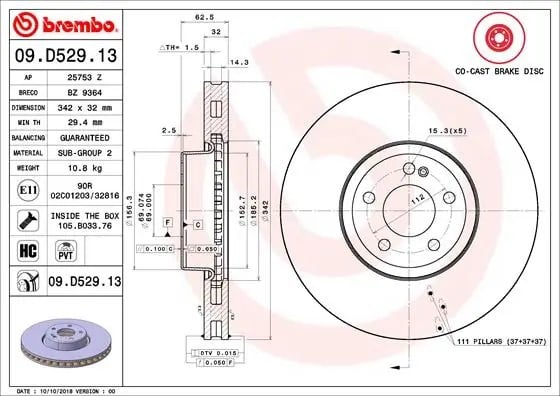 BREMBO 09 D529 13 Fren Diski 0004212812 uygun fiyat hızlı kargo