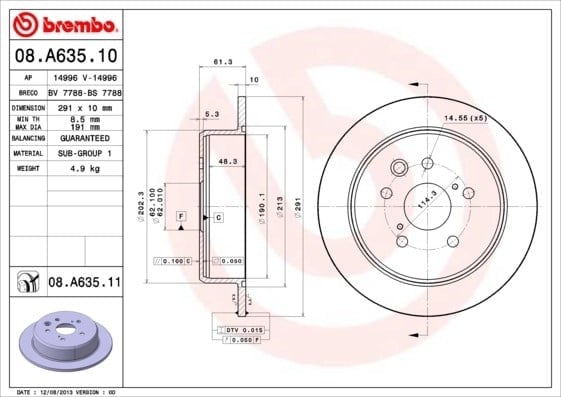 BREMBO 08 A635 11 Fren Diski 424310N010 uygun fiyat hızlı kargo