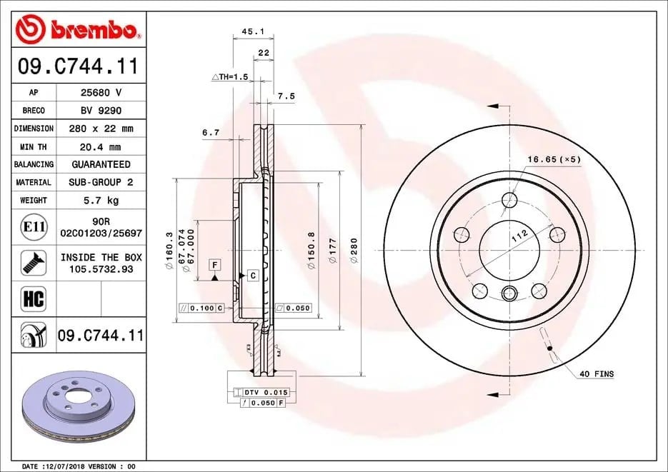 BREMBO 09 C744 11 Fren Diski 34116799347 uygun fiyat hızlı kargo