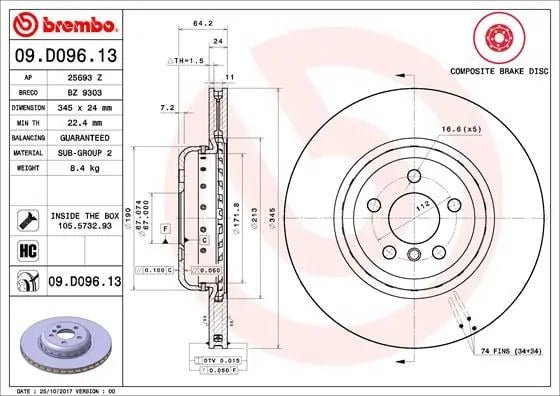BREMBO 09 D096 13 Fren Diski 34206880079 uygun fiyat hızlı kargo