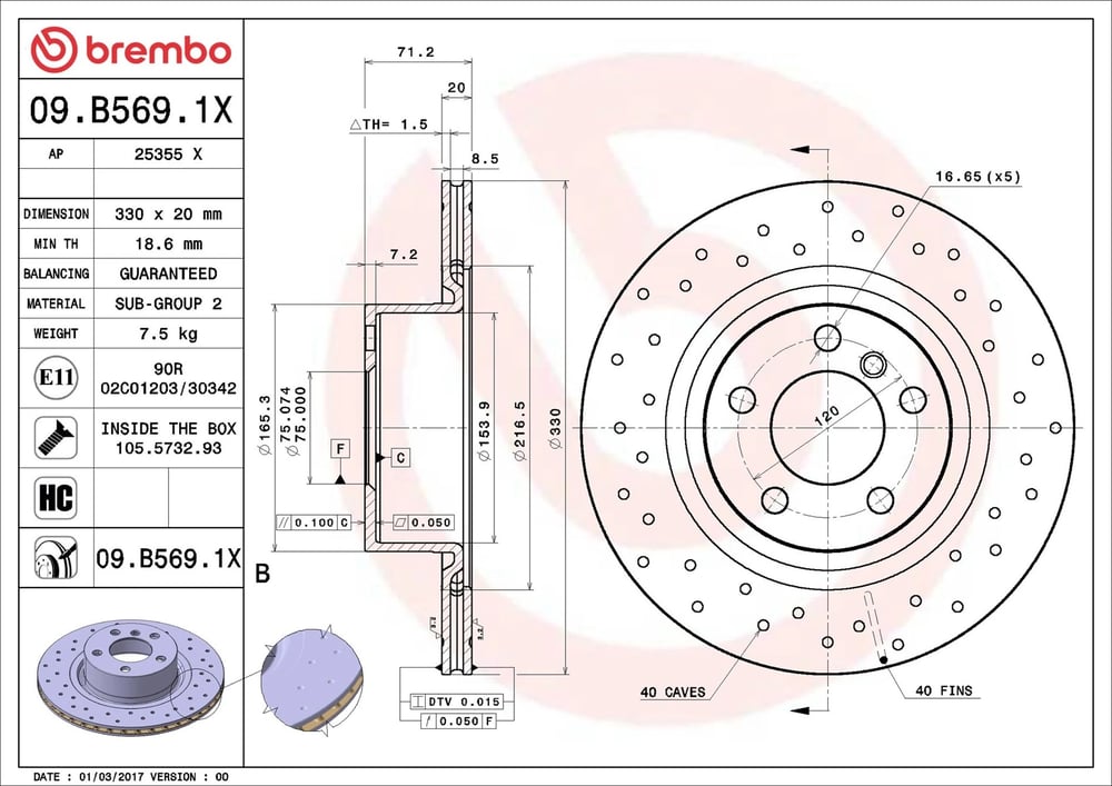 BREMBO 09 B569 1X Fren Diski 34206790362 uygun fiyat hızlı kargo