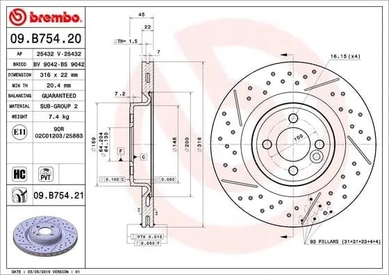 BREMBO 09 B754 21 Fren Diski 34116784371 uygun fiyat hızlı kargo