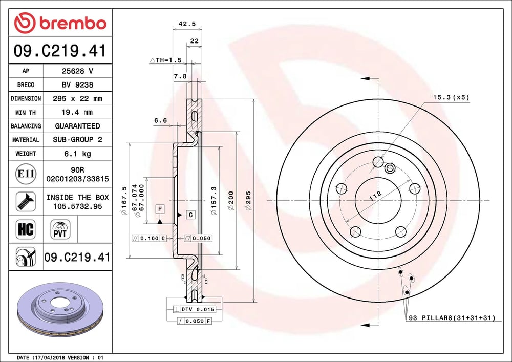BREMBO 09 C219 41 Fren Diski 2464230812 uygun fiyat hızlı kargo