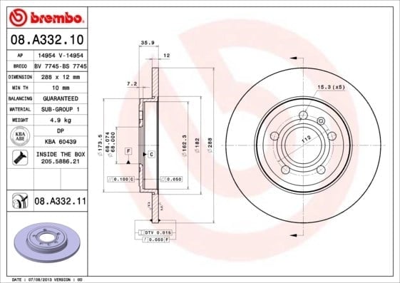 BREMBO 08 A332 11 Fren Diski 8E0615601M uygun fiyat hızlı kargo